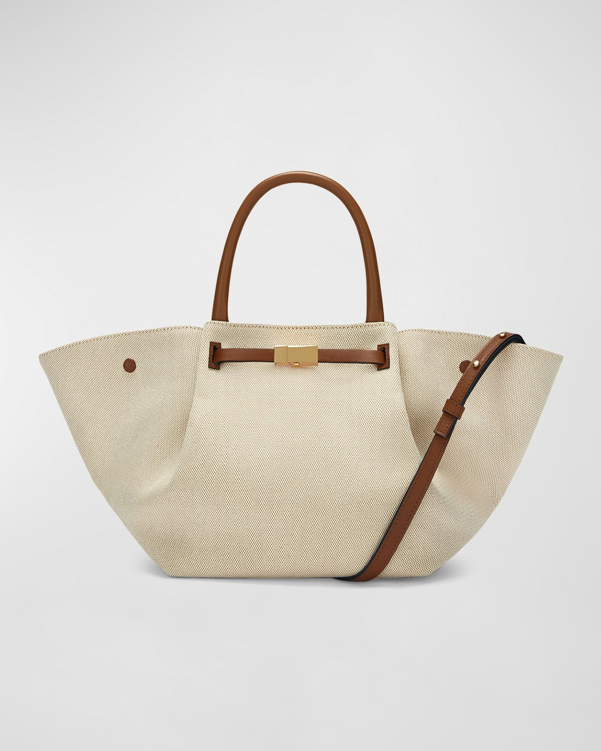 Demellier Midi New York Buckle Leather Tote Bag