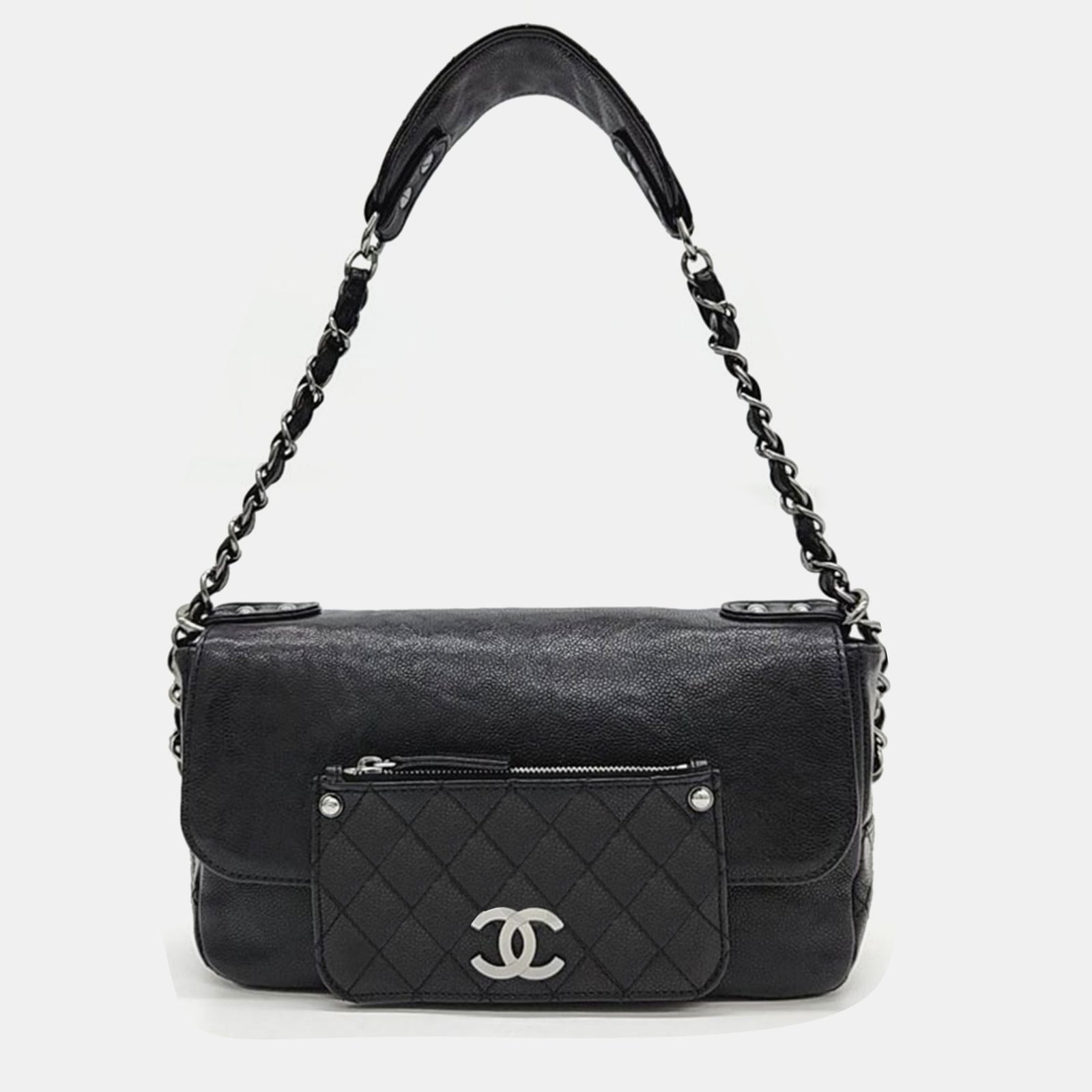 Chanel Sac à rabat en cuir noir Pocket In The City