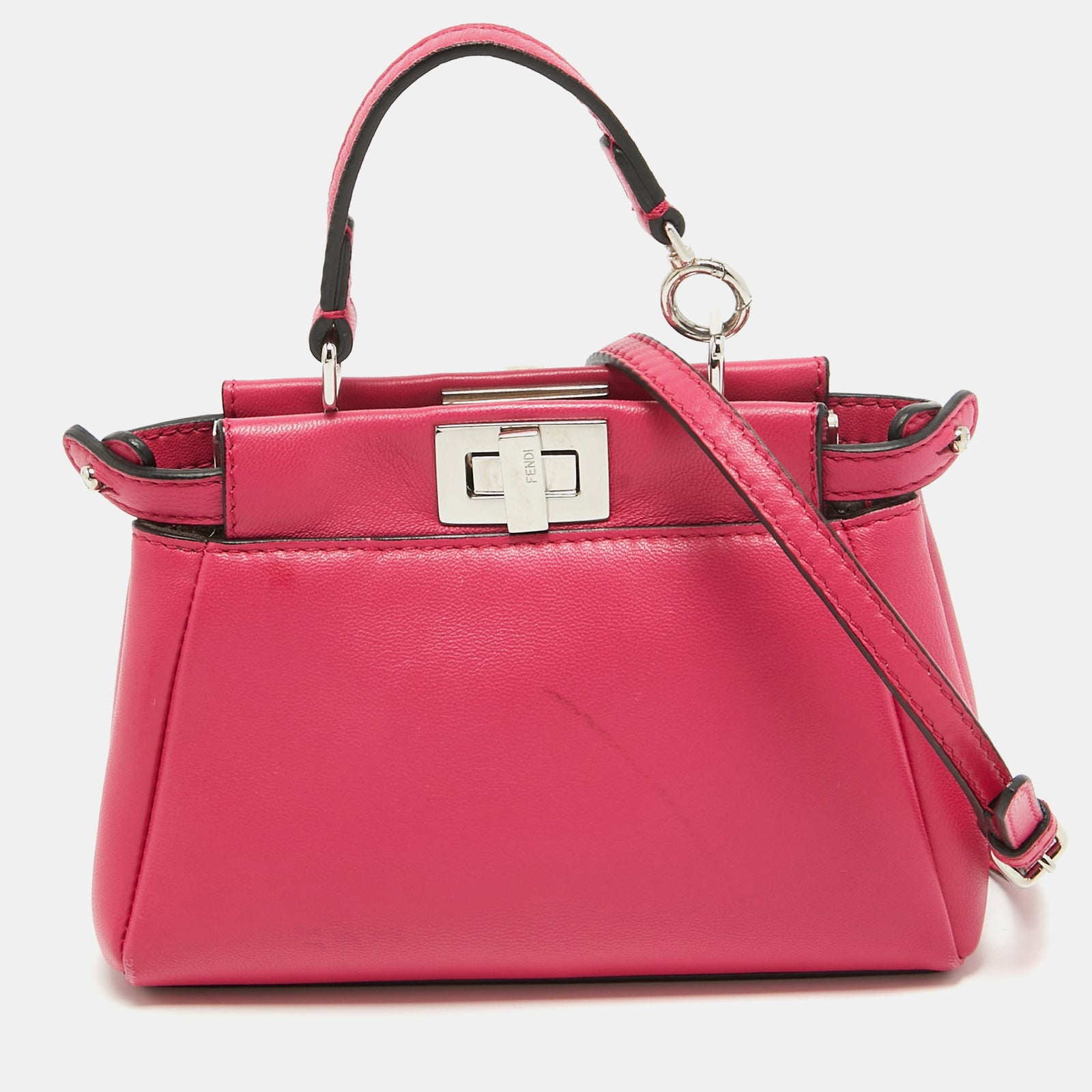 Fendi Fuchsia Leather Micro Peekaboo Crossbody Bag