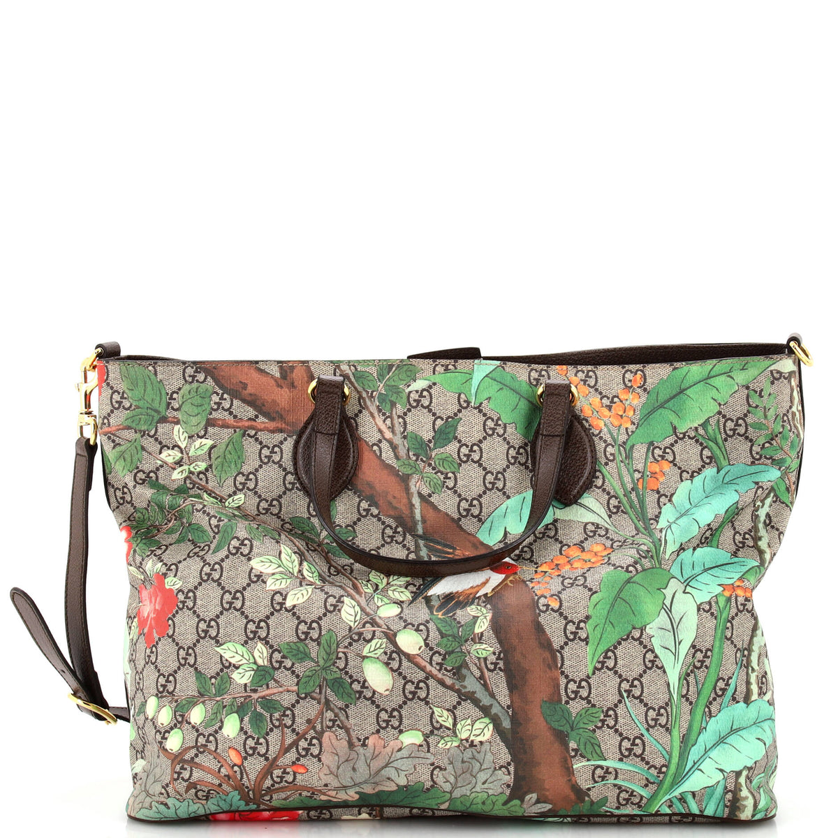 Gucci GUCCI Convertible Soft Tote Tian Print GG Coated Canvas Medium