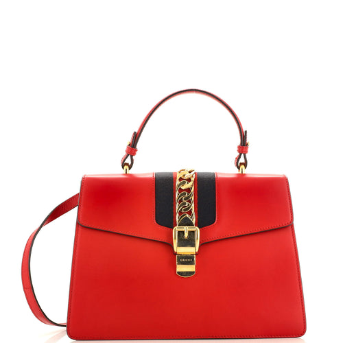 GUCCI Sylvie Top Handle Bag Leather Medium