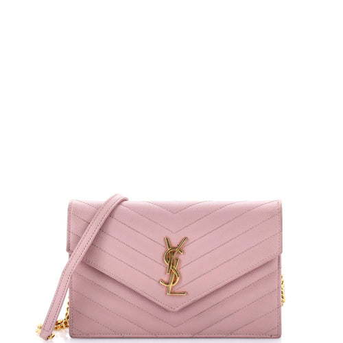 Classic Monogram Wallet on Chain Matelasse Chevron Leather Small