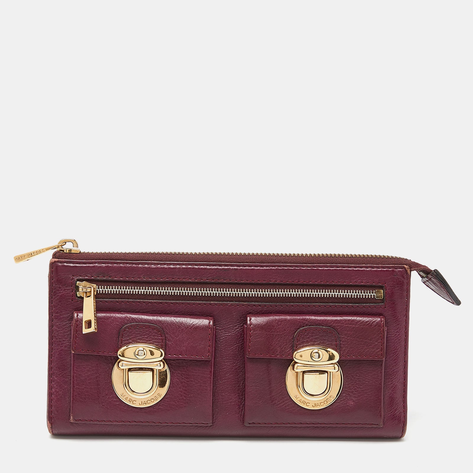 Marc Jacobs Magenta Leather Zip Continental Wallet