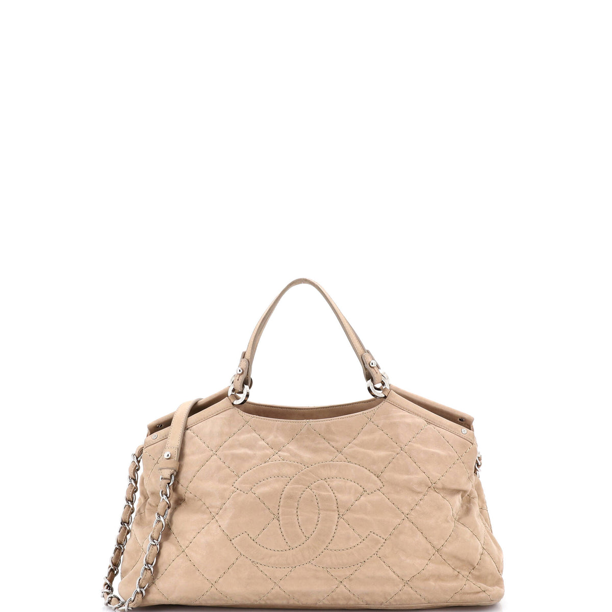 Chanel CHANEL CC Sea Hit Tote Quilted Iridescent Calfskin Small