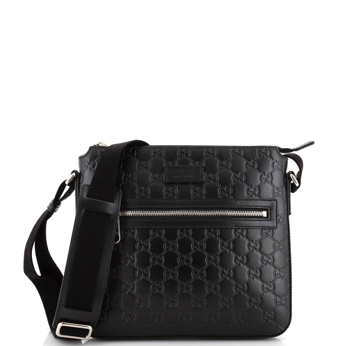 Gucci GUCCI Signature Zip Messenger Bag Guccissima Leather Small