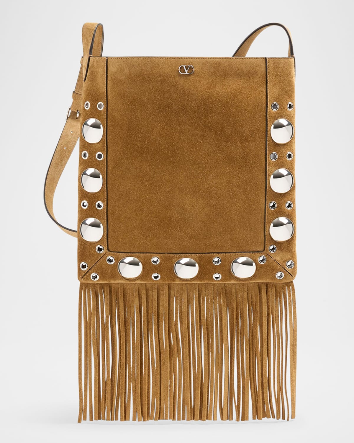 Valentino Men & apos;s Nellc??te Suede Shoulder Bag with Fringe
