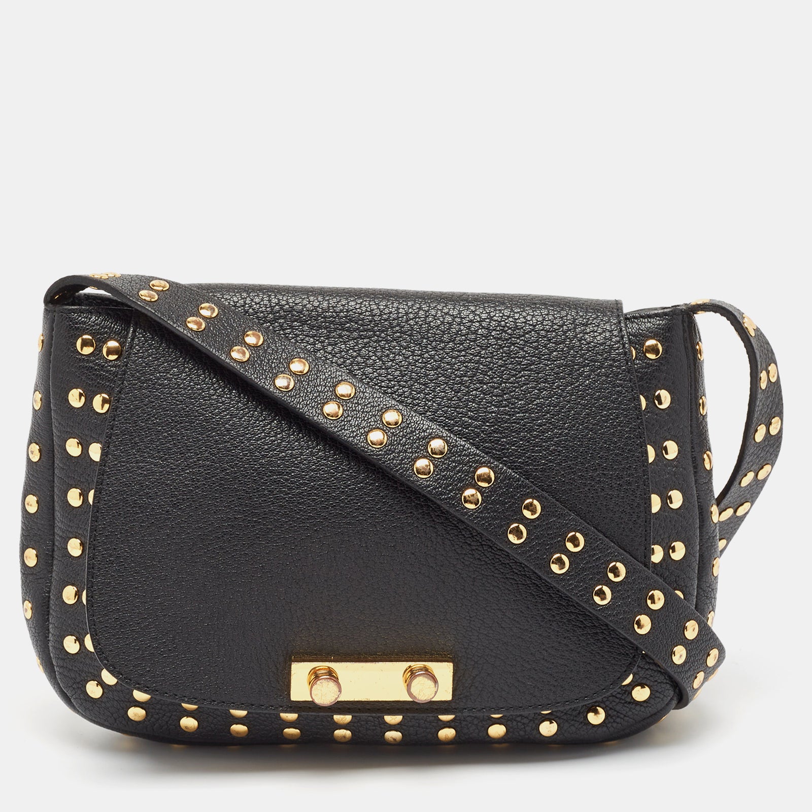 Marni Black Leather Studded Flap Shoulder Bag