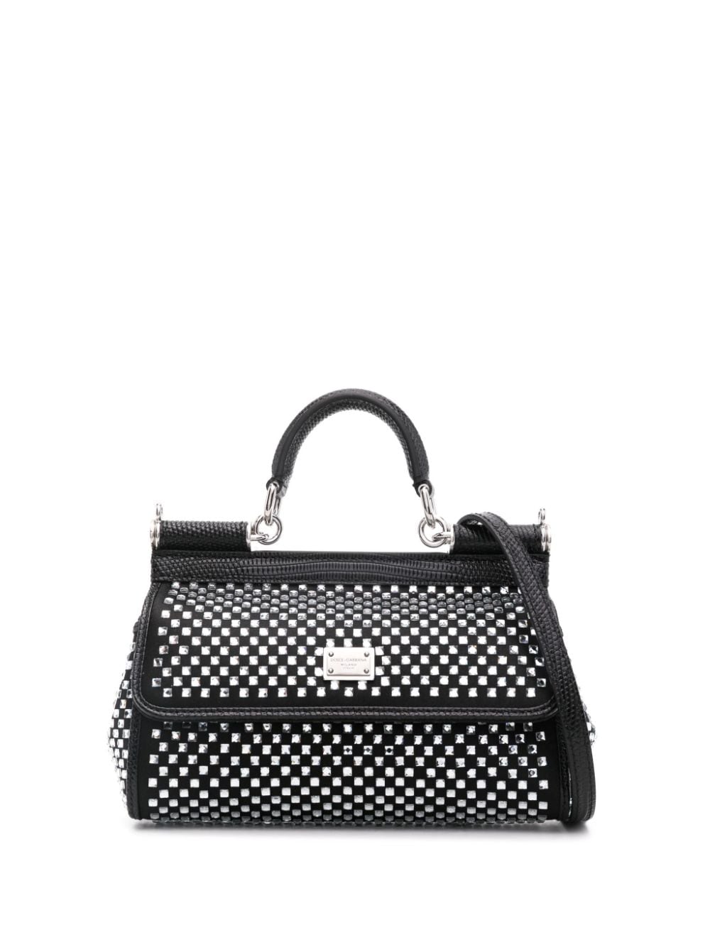 Dolce & Gabbana Women's Sicily Crystal Embellished Small Handbag in Black | Size UNI | BB7116AP6028S488