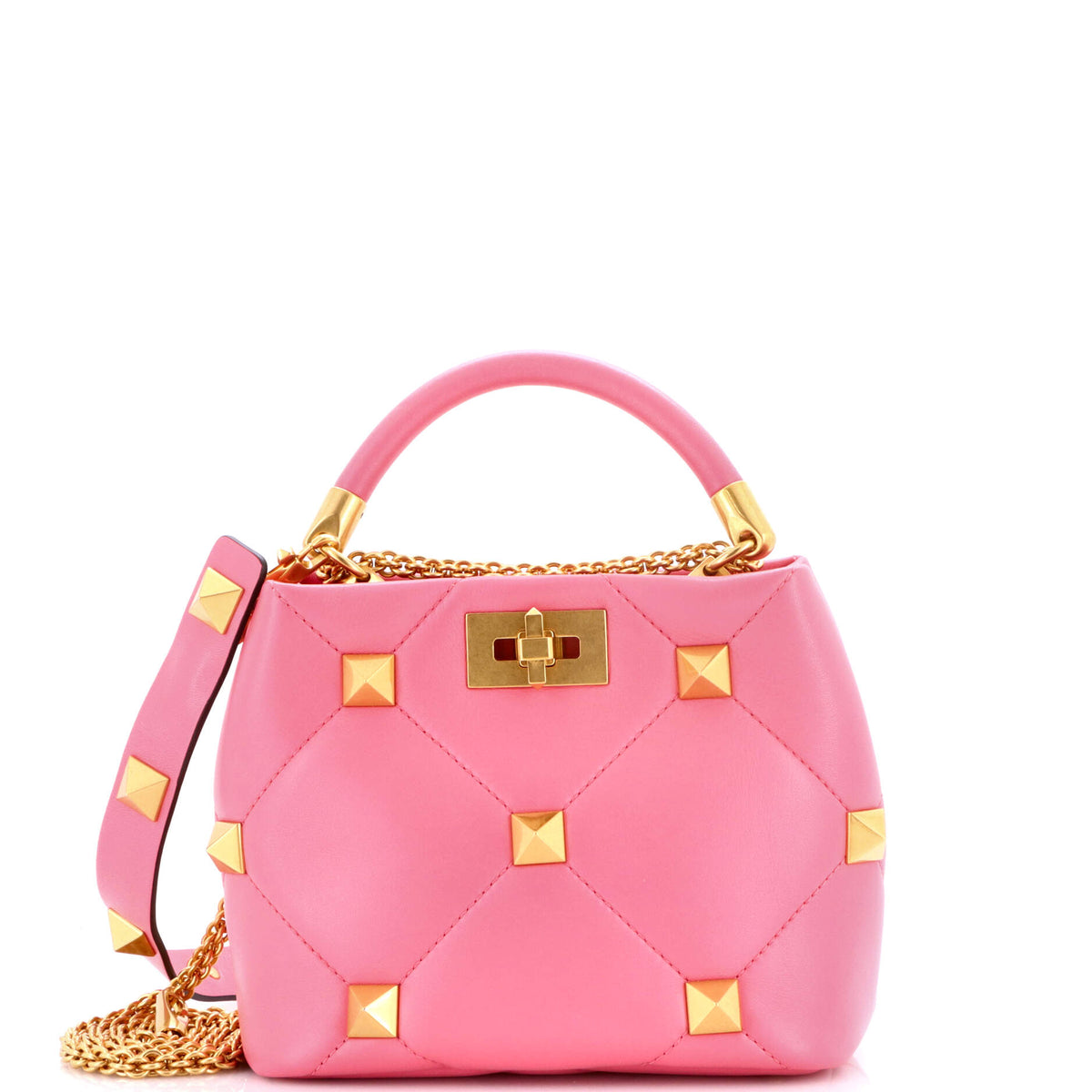 Valentino VALENTINO GARAVANI Roman Stud Top Handle Bag Quilted Leather Small