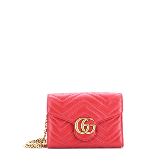 GUCCI GG Marmont Chain Wallet Matelasse Leather Mini