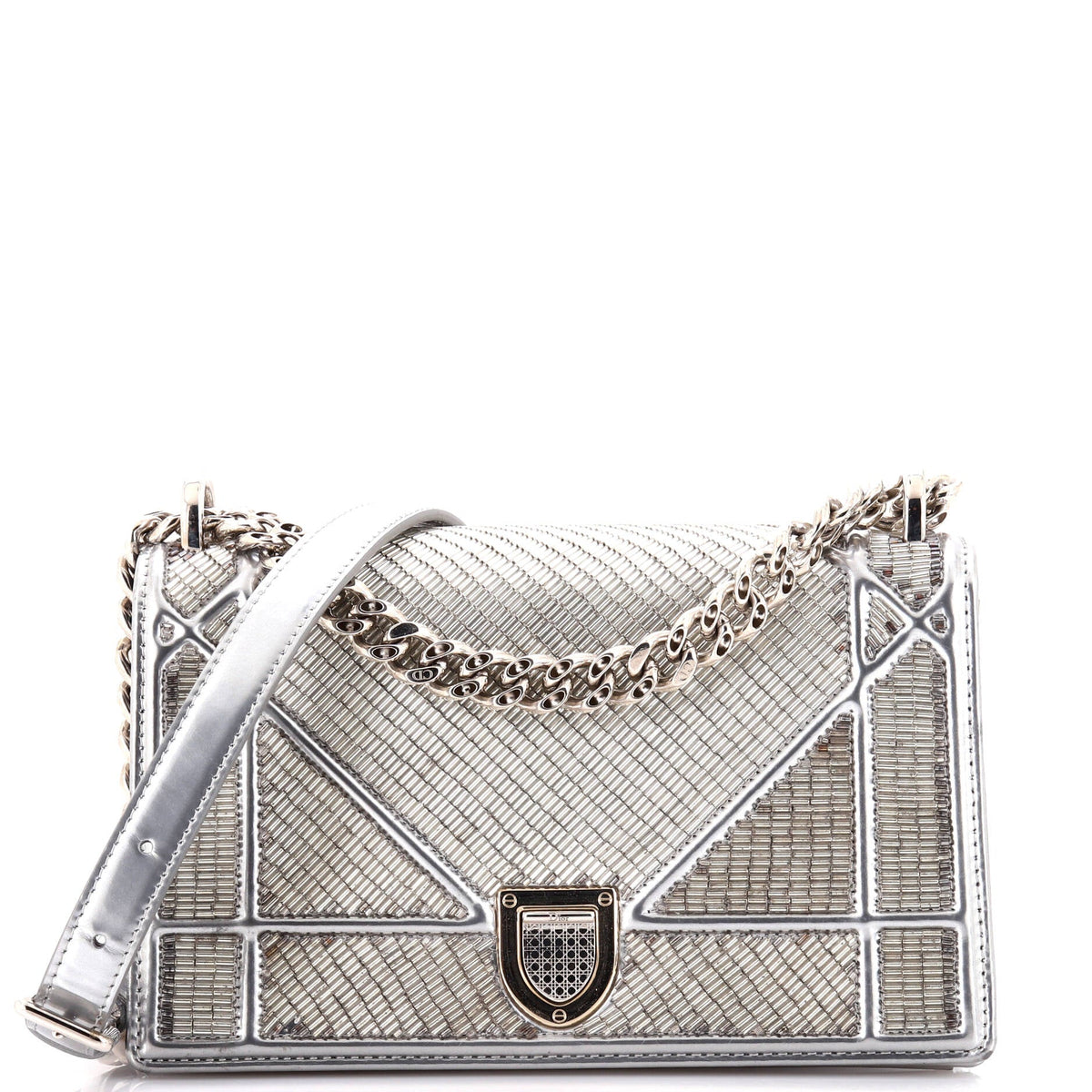 Christian Dior Diorama Flap Bag Beaded Leather Small