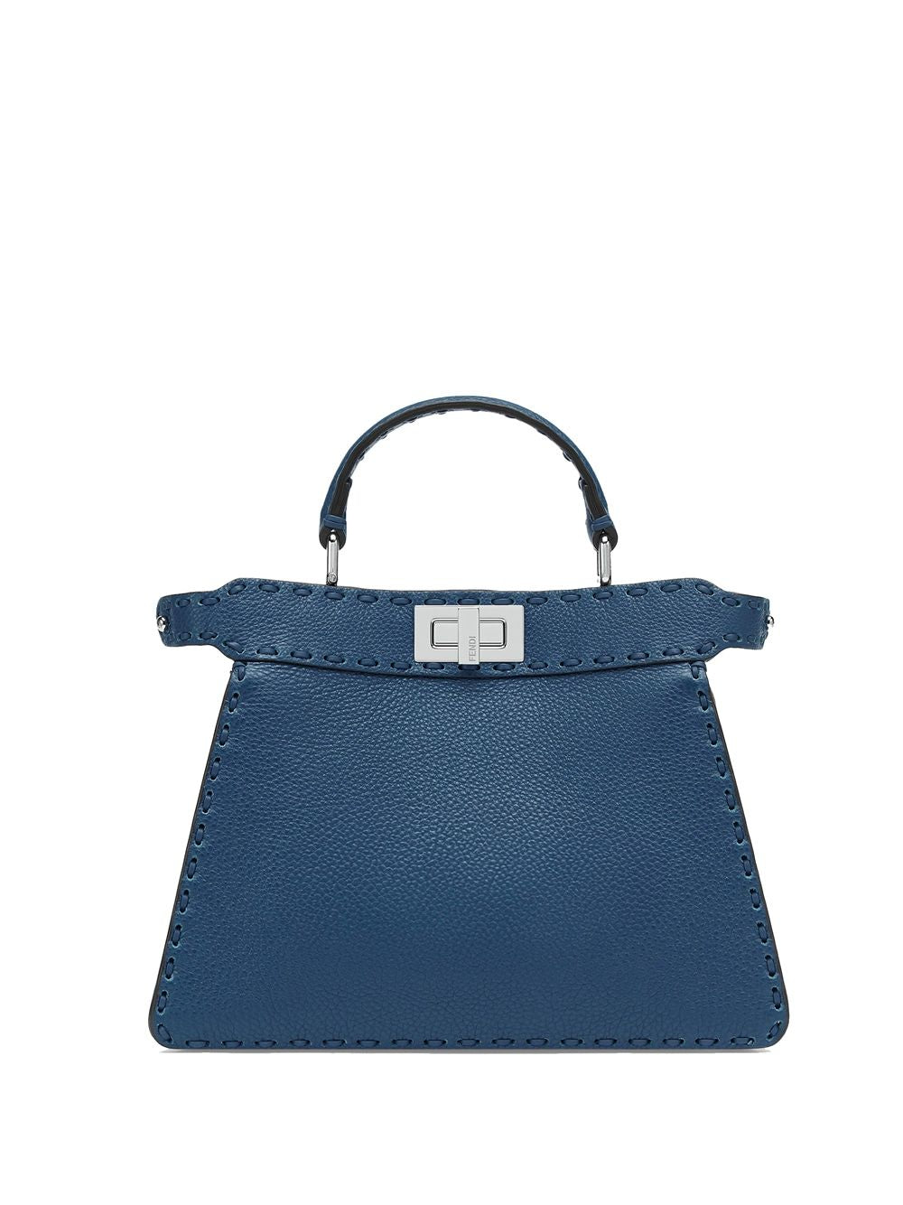 Fendi Women's Small Peekaboo Leather Tote Bag in Blue | Size UNICA | 8BN327ARBB