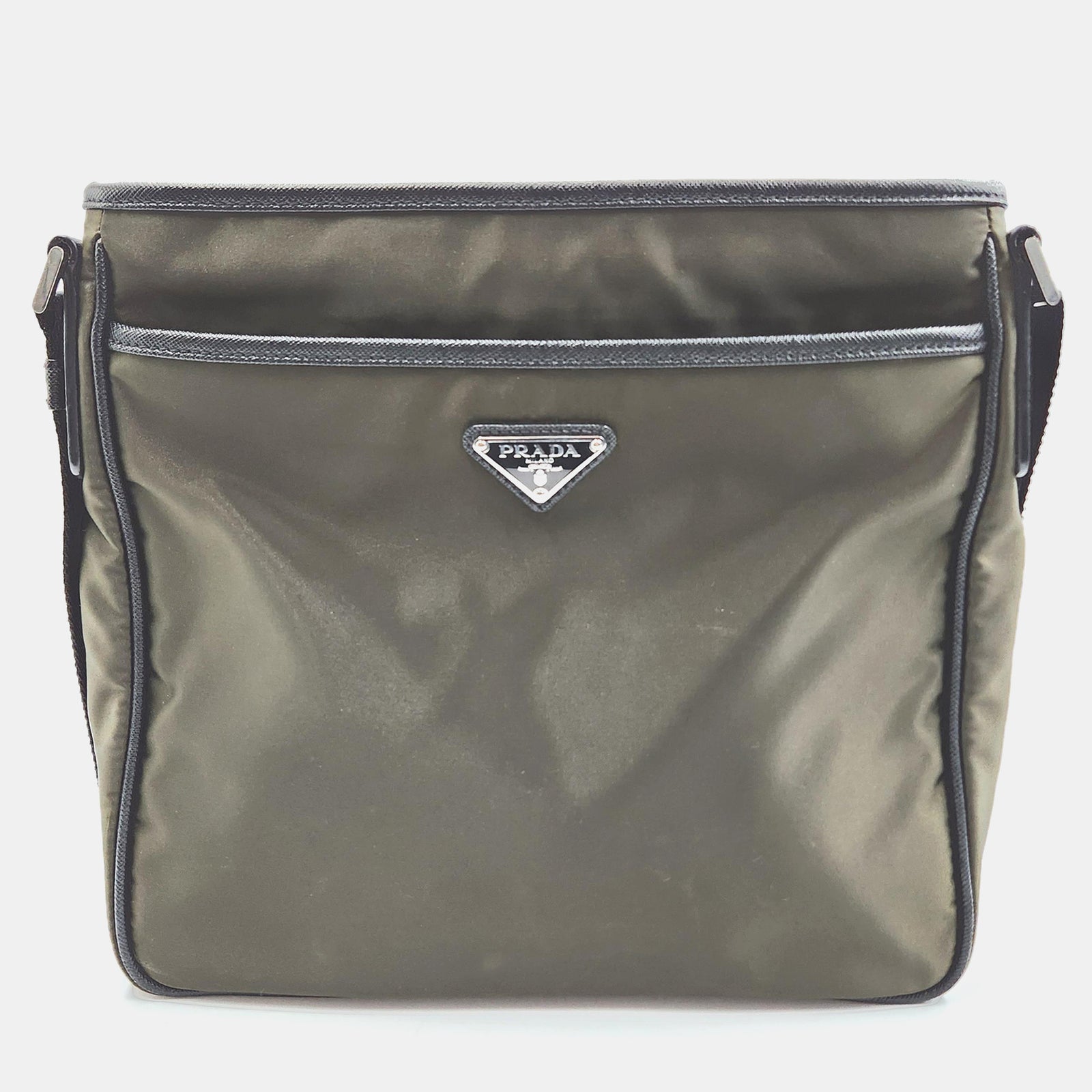 Prada Khaki Nylon Messenger Bag