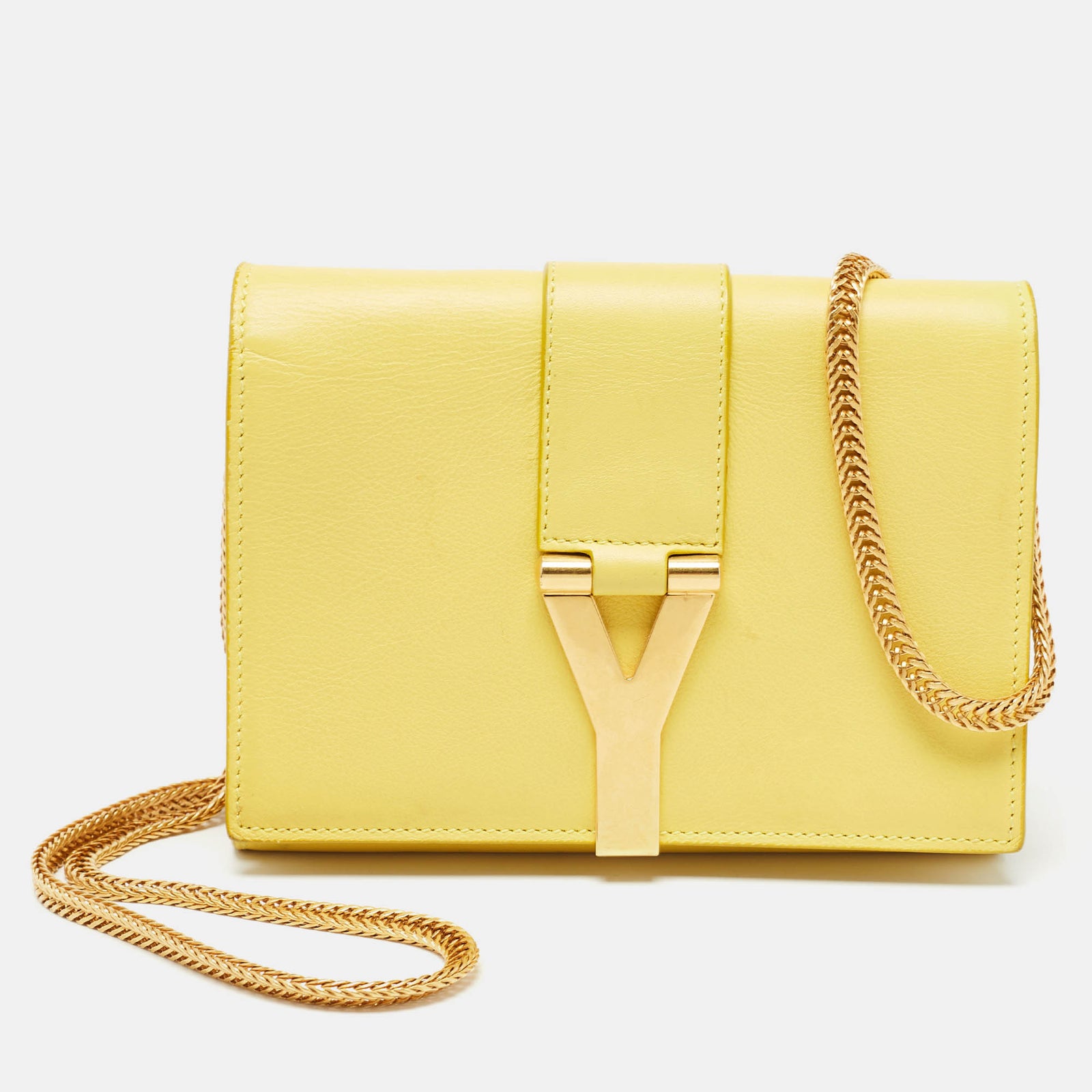 Saint Laurent Paris Saint Laurent Yellow Leather Mini Chyc Crossbody Bag