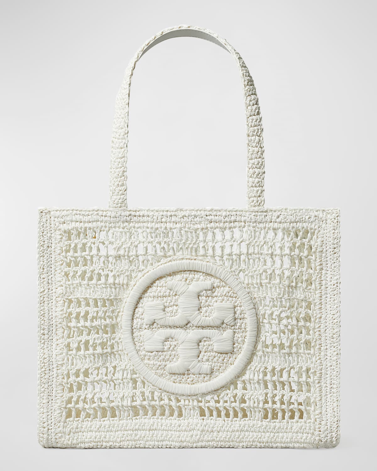 Tory Burch Ella Small Crochet Straw Tote Bag