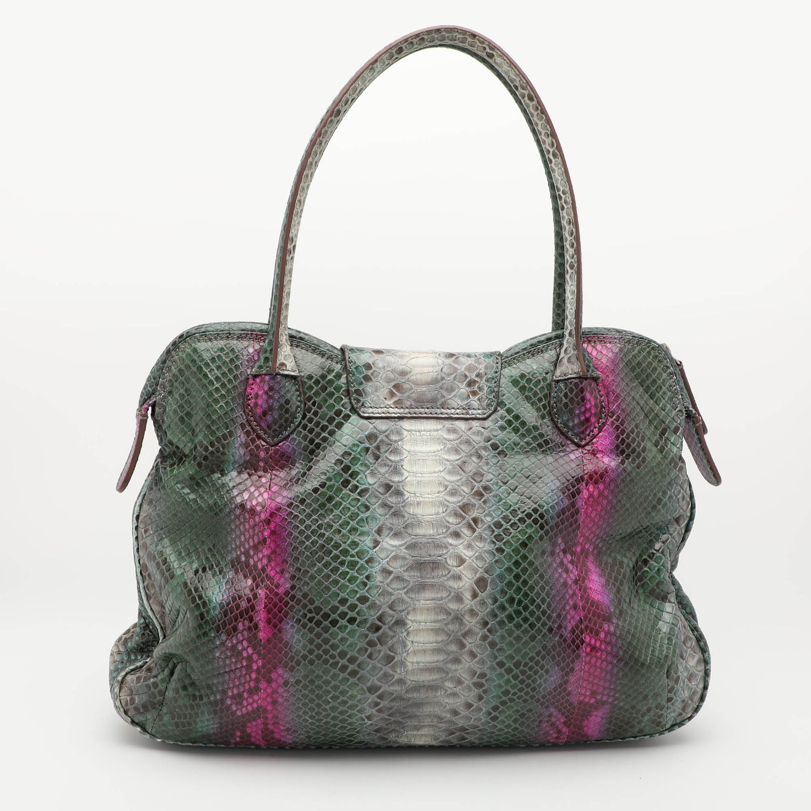 Zagliani Multicolor Python Satchel