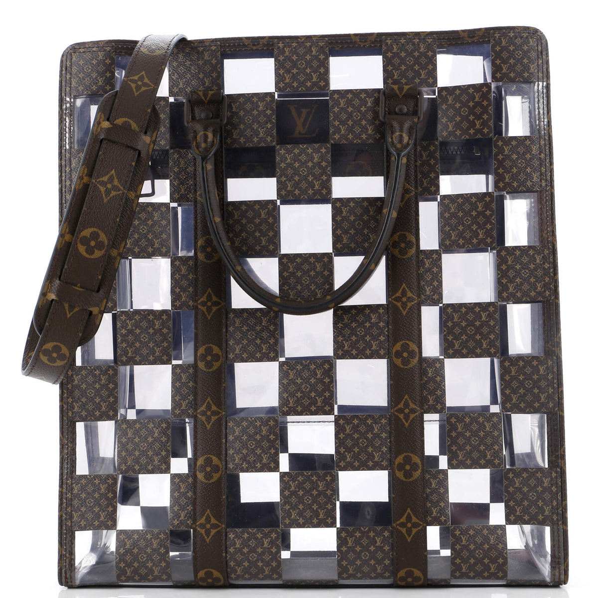 Louis Vuitton Sac Plat Bag Monogram Chess Coated Canvas and PVC