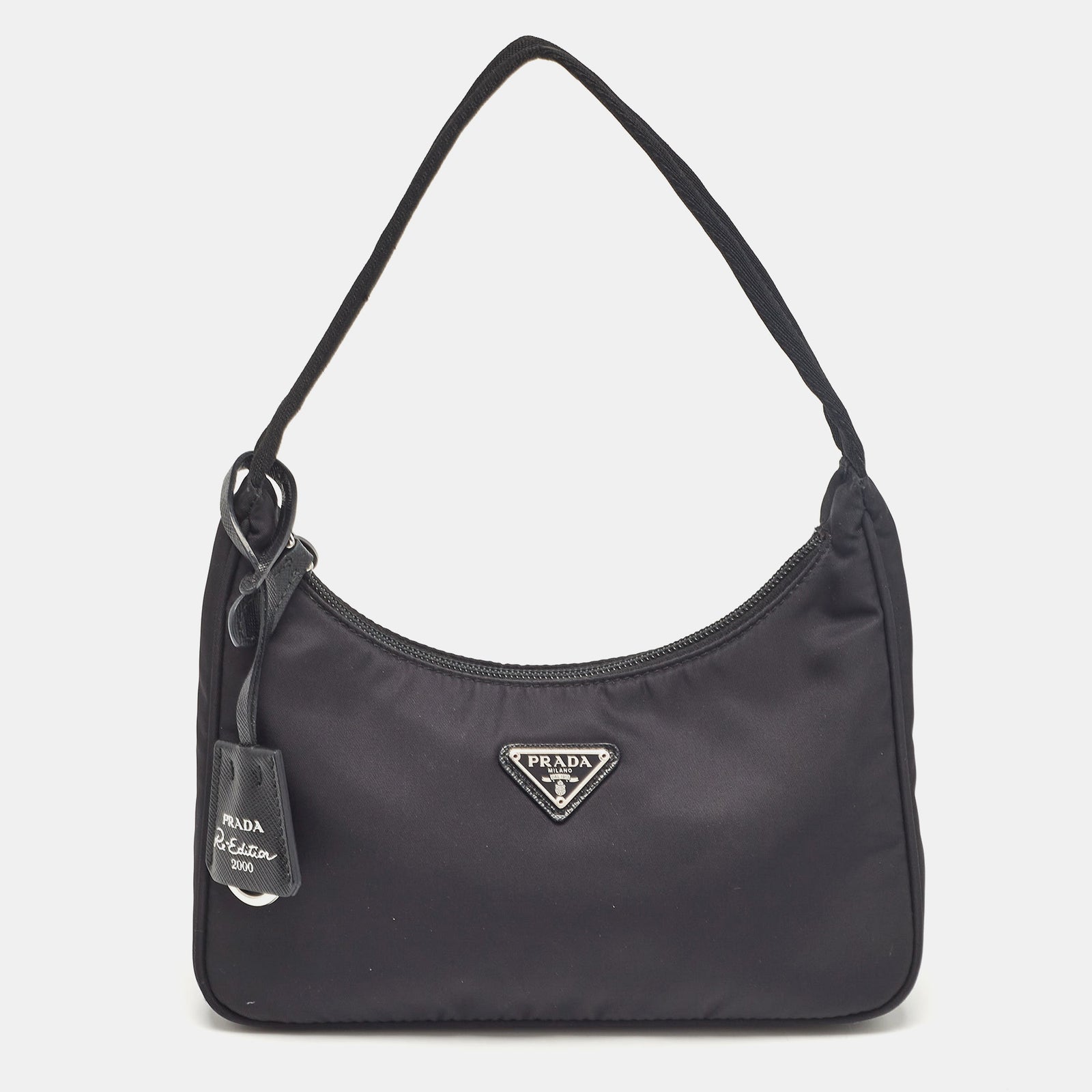 Prada Black Nylon Re-Edition 2000 Baguette Bag