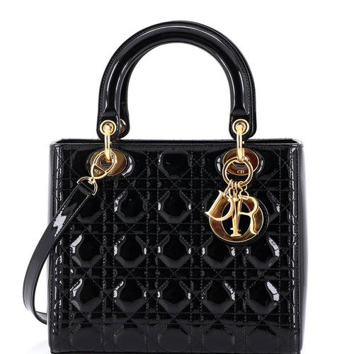 Lady Dior Bag Cannage Quilt Patent Medium