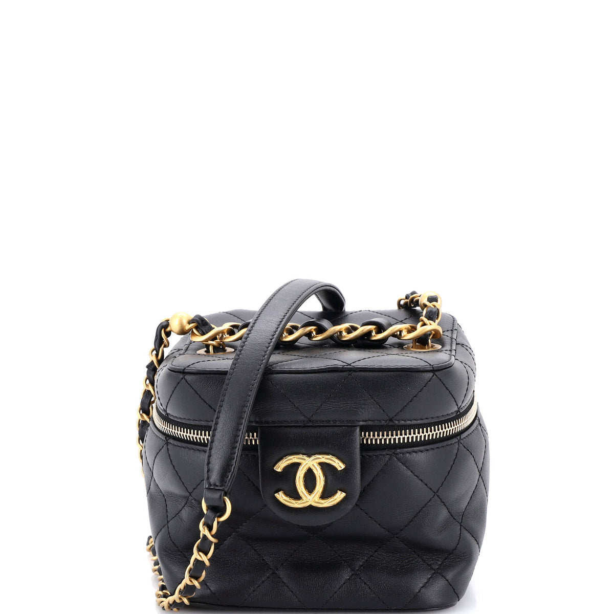 Chanel CHANEL Chain Bar Vanity Case with Chain Quilted Calfskin Small