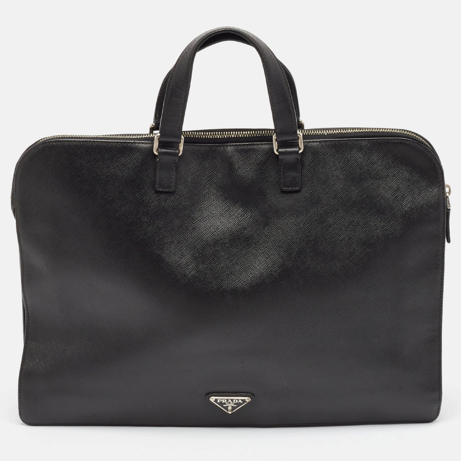 Prada Schwarze Aktentasche aus Saffiano-Leder für Laptops