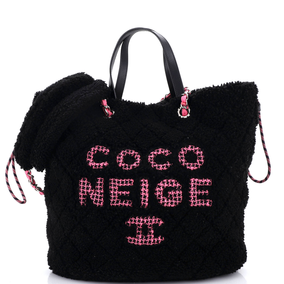 Chanel CHANEL Coco Neige Shopping Tote Quilted Shearling Large