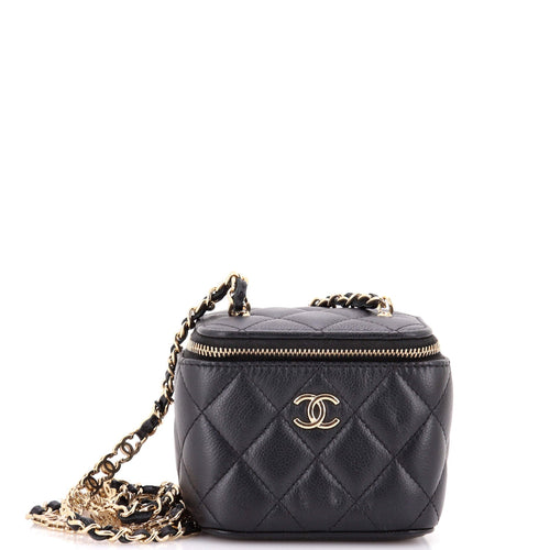 CHANEL Tiny CC Link Vanity Case with Chain Quilted Caviar Mini