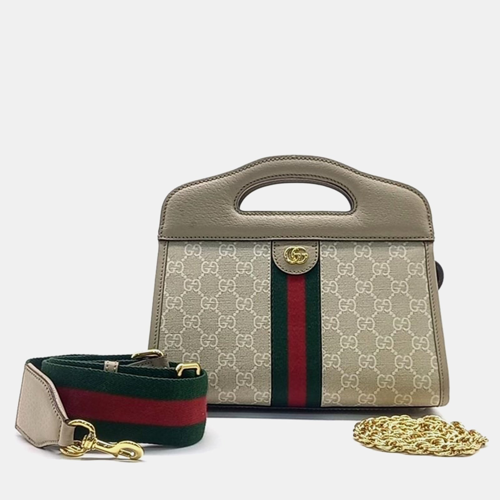 Gucci Beige GG Supreme Canvas Web Shoulder Bag