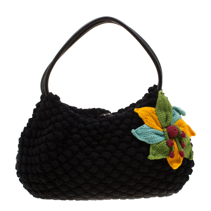 Sonia Rykiel Sac hobo en crochet à motif floral multicolore