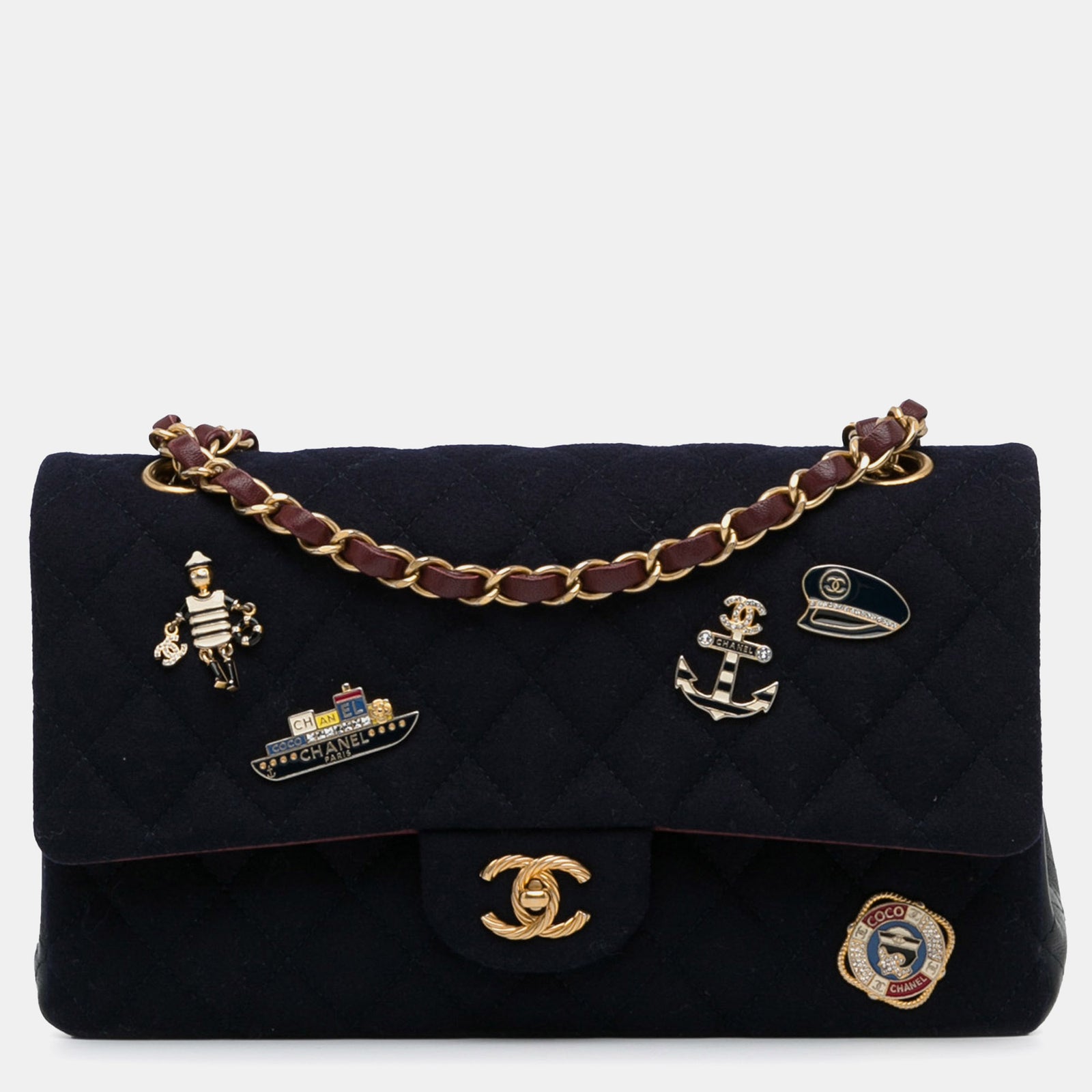 Chanel Medium Classic Wool Paris-Hamburg Charms Double Flap