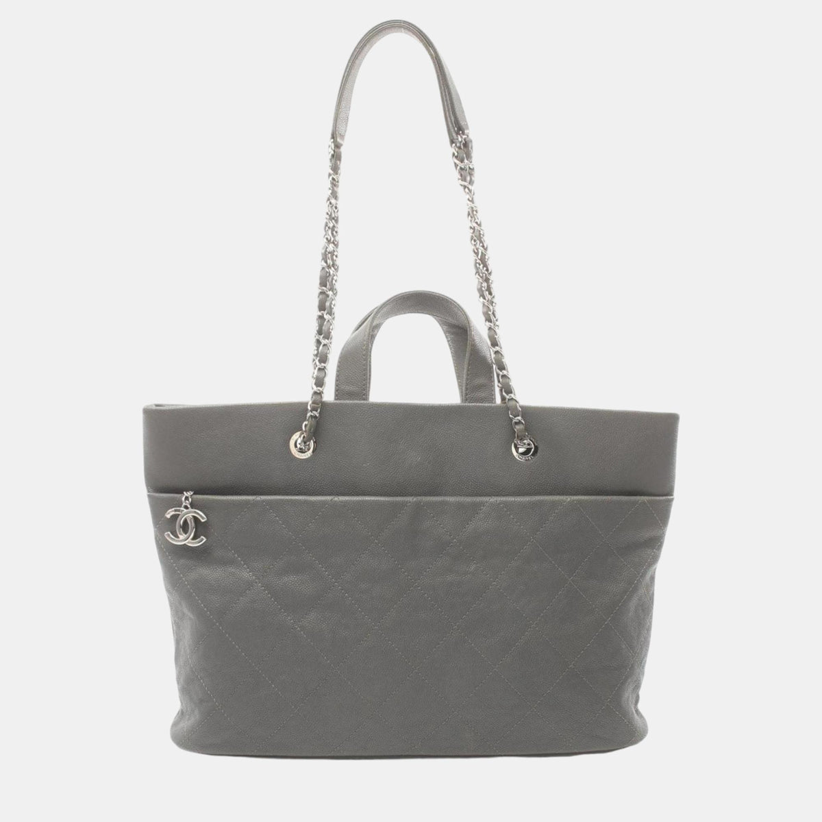 Chanel Grey Caviar Skin Matelasse Tote Bag