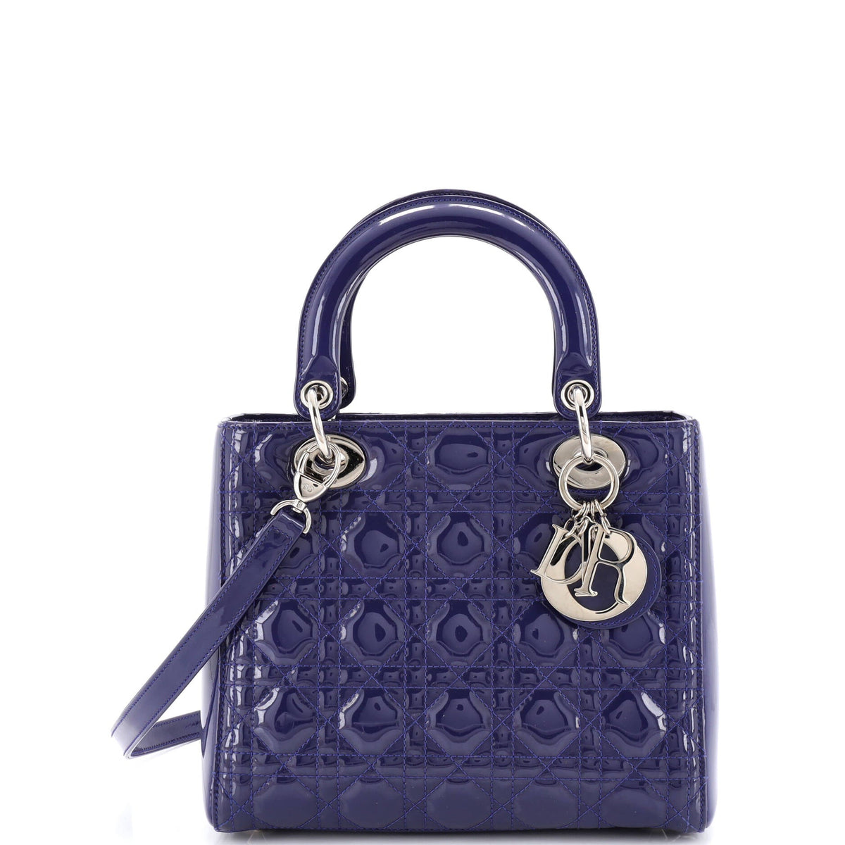 Christian Dior Lady Dior Bag Cannage Quilt Patent Medium