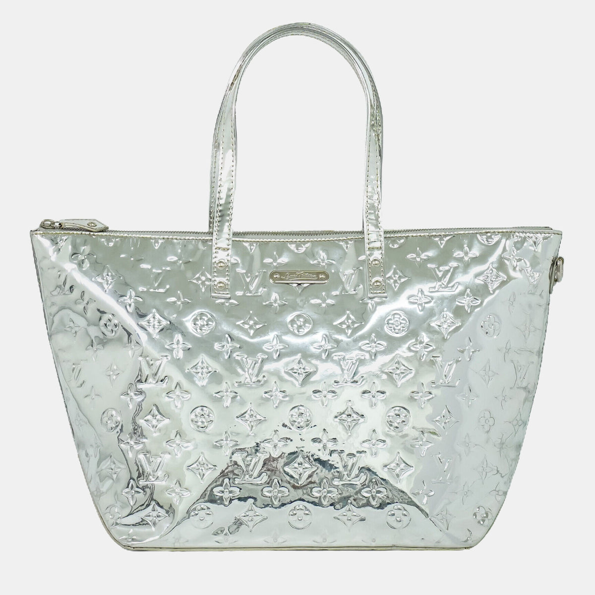 Louis Vuitton Silver Vinyl Bellevue GM Tote Bag