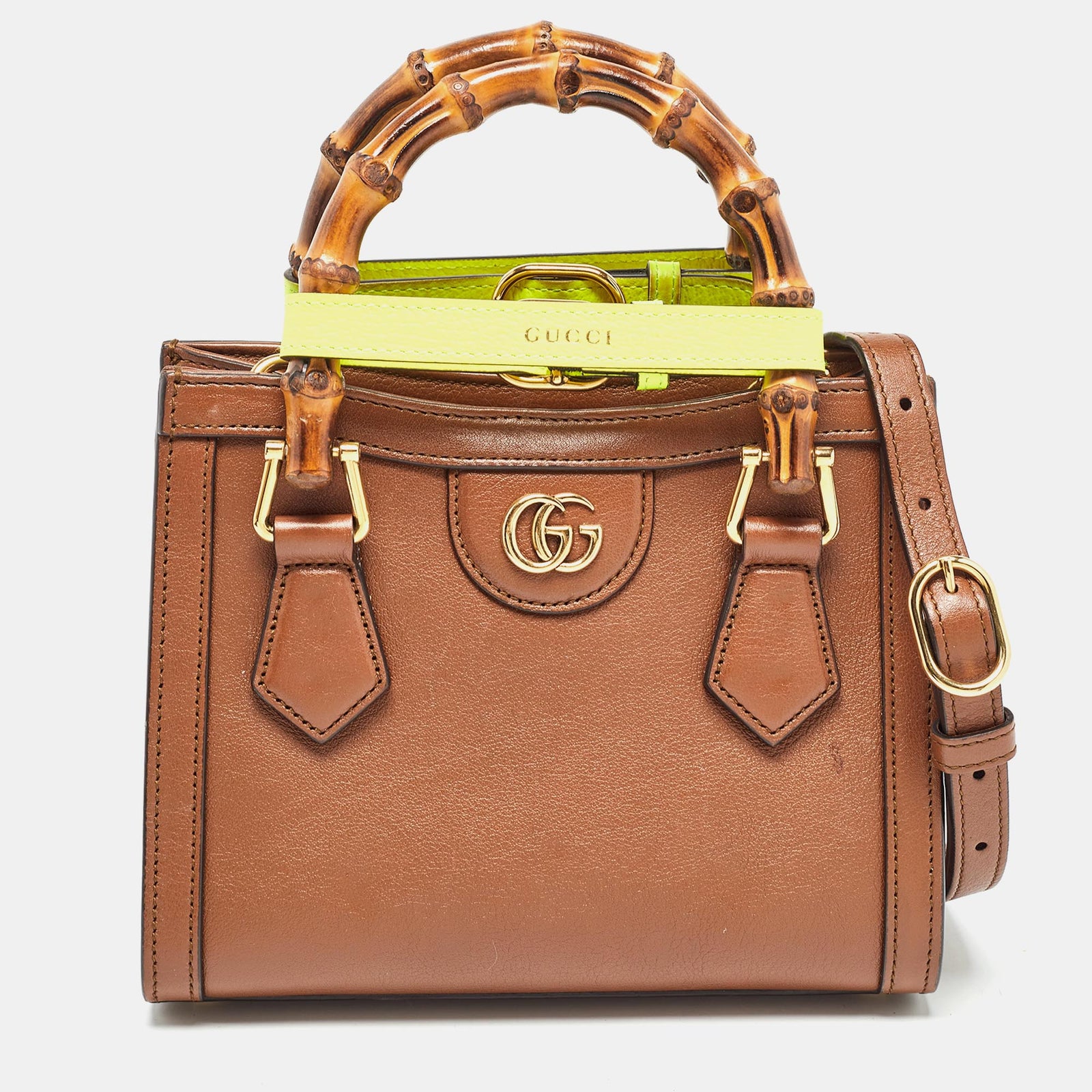 Gucci Mini sac fourre-tout Diana en cuir marron