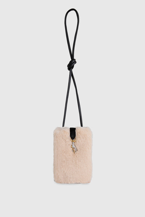 Fur Phone Crossbody Bag In Shell