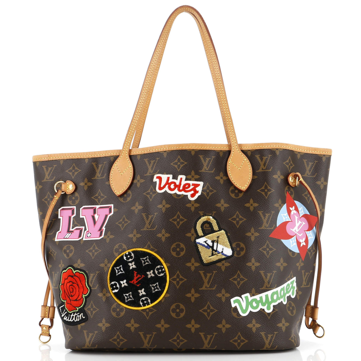 Louis Vuitton Neverfull NM Tote Limited Edition Patches Monogram Canvas MM