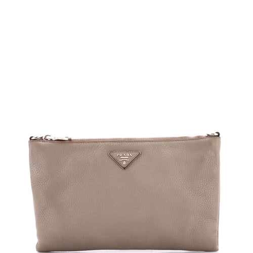 PRADA Flat Zip Crossbody Bag Vitello Daino Mini
