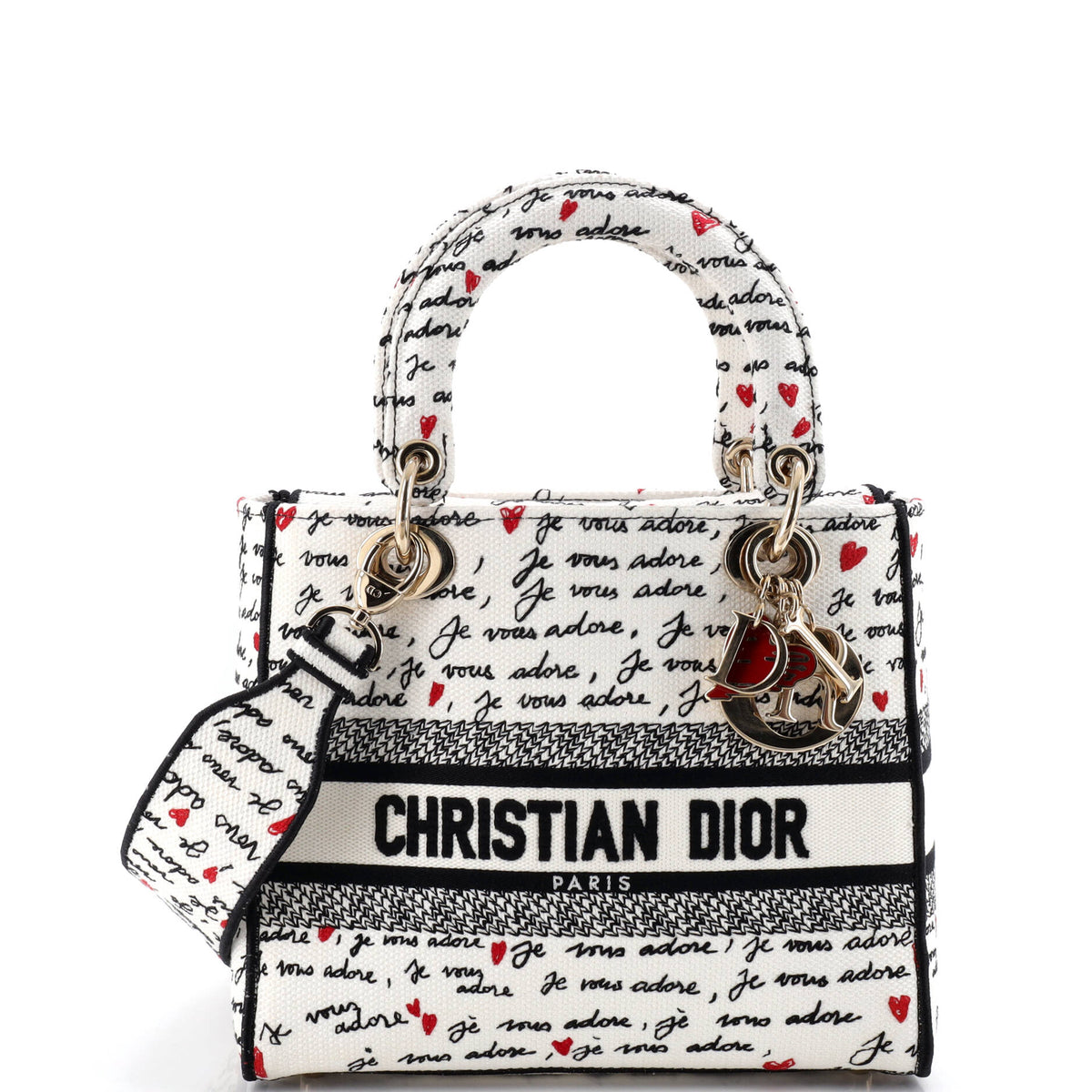 Christian Dior Lady D-Lite Bag Embroidered Canvas Medium
