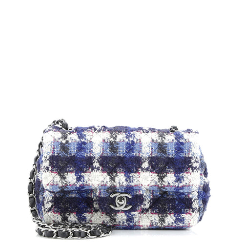 CHANEL Classic Single Flap Bag Quilted Tweed Mini