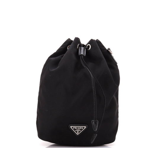 PRADA Drawstring Wristlet Bucket Bag Tessuto Small