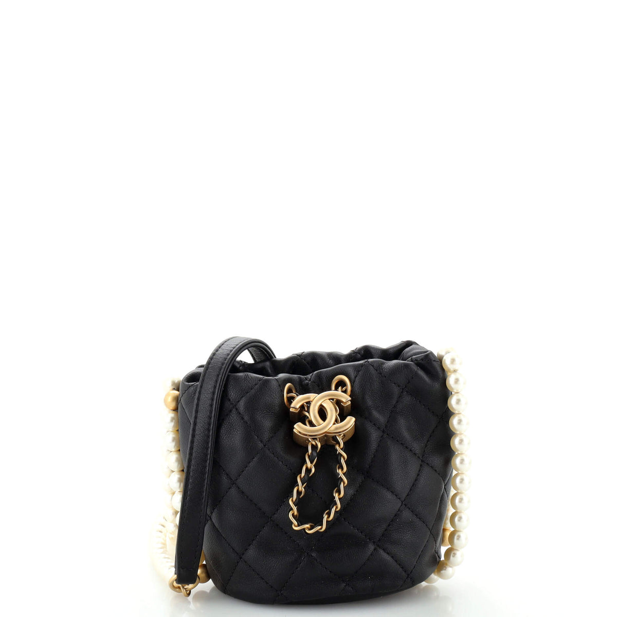 Chanel CHANEL About Pearls Bucket Bag Quilted Calfskin Mini