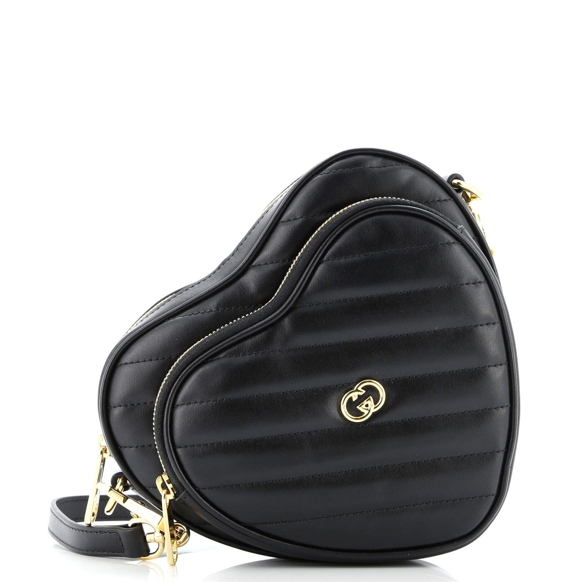 Gucci GUCCI Interlocking G Heart Shoulder Bag Diagonal Quilted Leather Mini