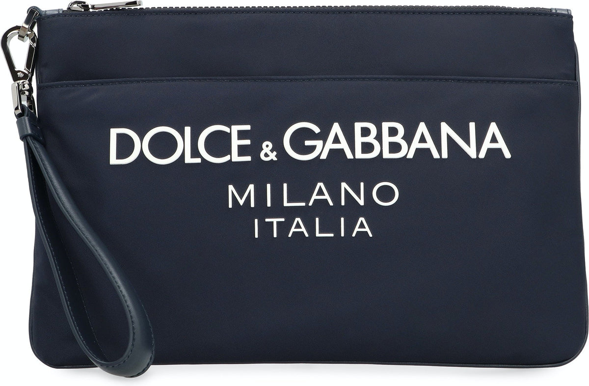 Dolce & Gabbana Men's Logo Nylon Pouch in Blue | BP3259AG182 Color 8C653
