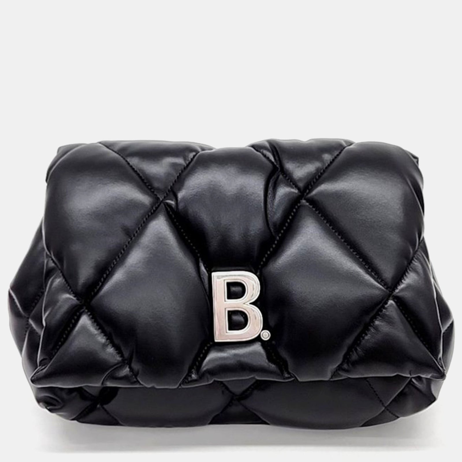 Balenciaga Black B Logo Puffy Clutch Bag