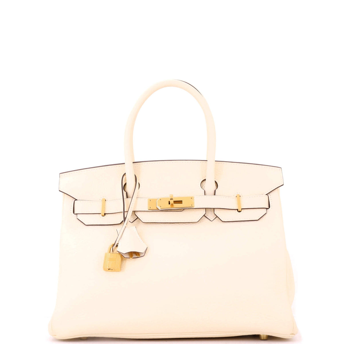 Herm?s Birkin Handbag Light Clemence with Gold Hardware 30