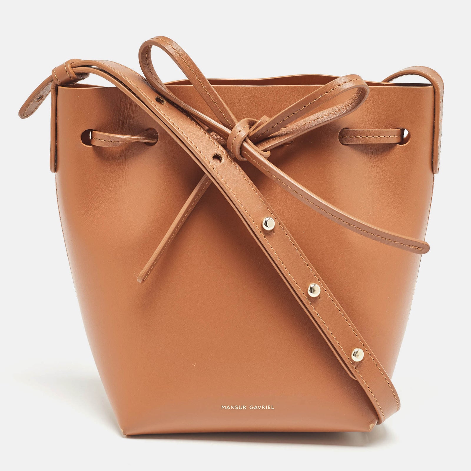 Mansur Gavriel Brown Leather Mini Bucket Bag