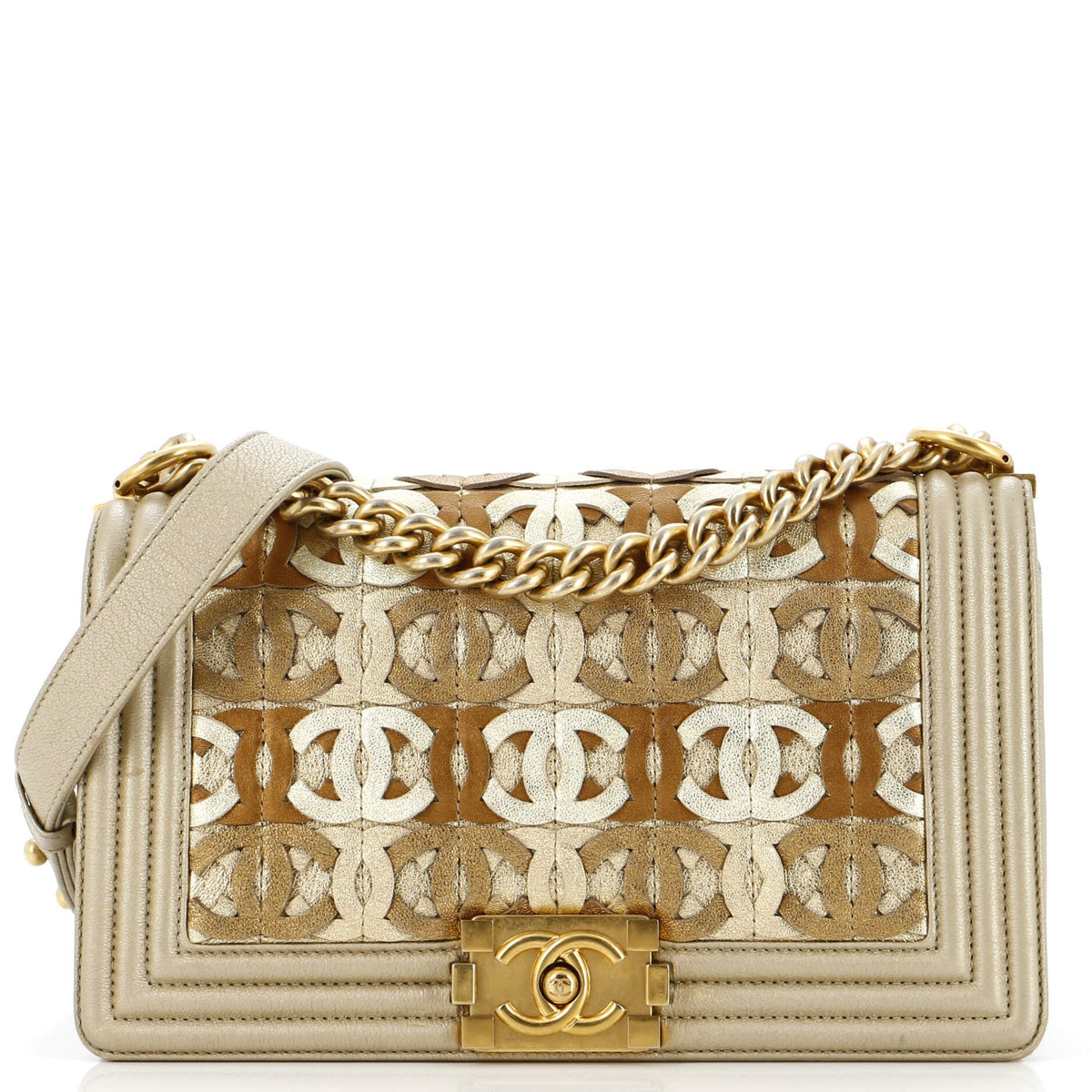 Chanel CHANEL Boy Flap Bag Woven Leather Old Medium