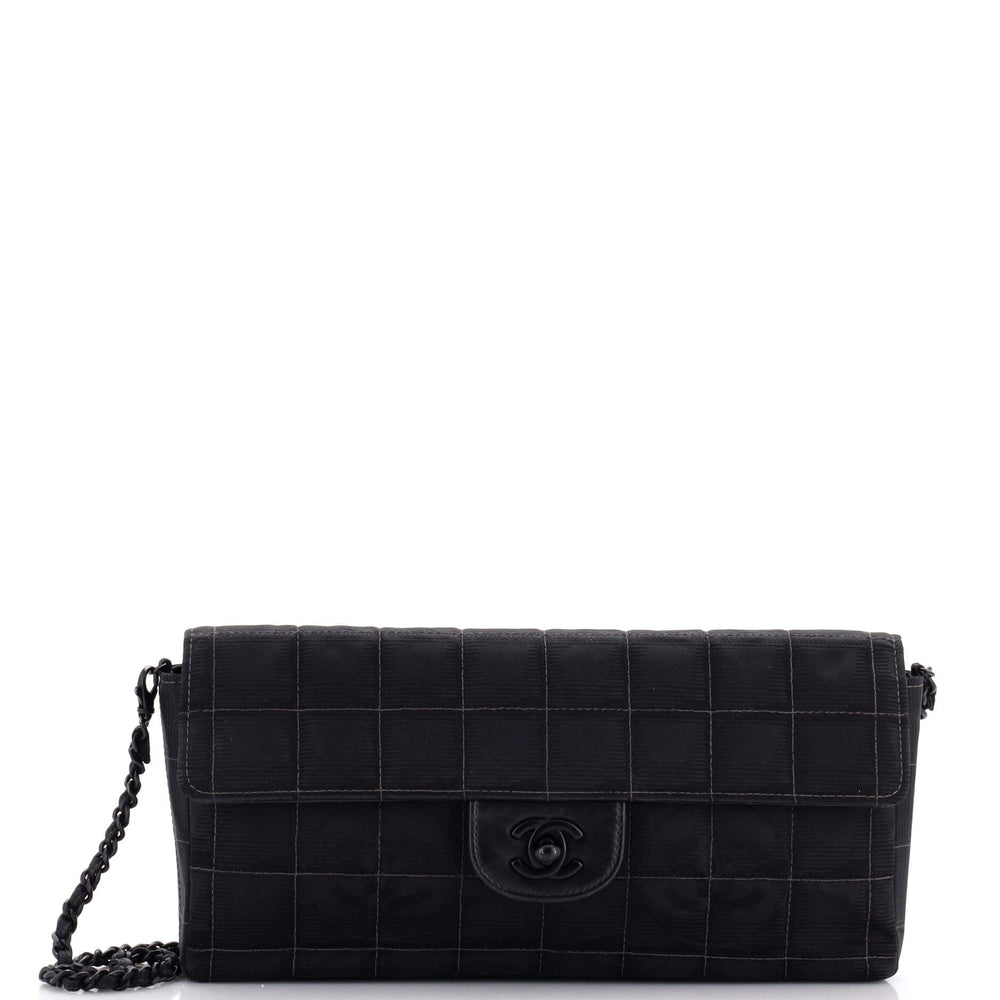 CHANEL Travel Line Flap Bag Quilted Nylon East West