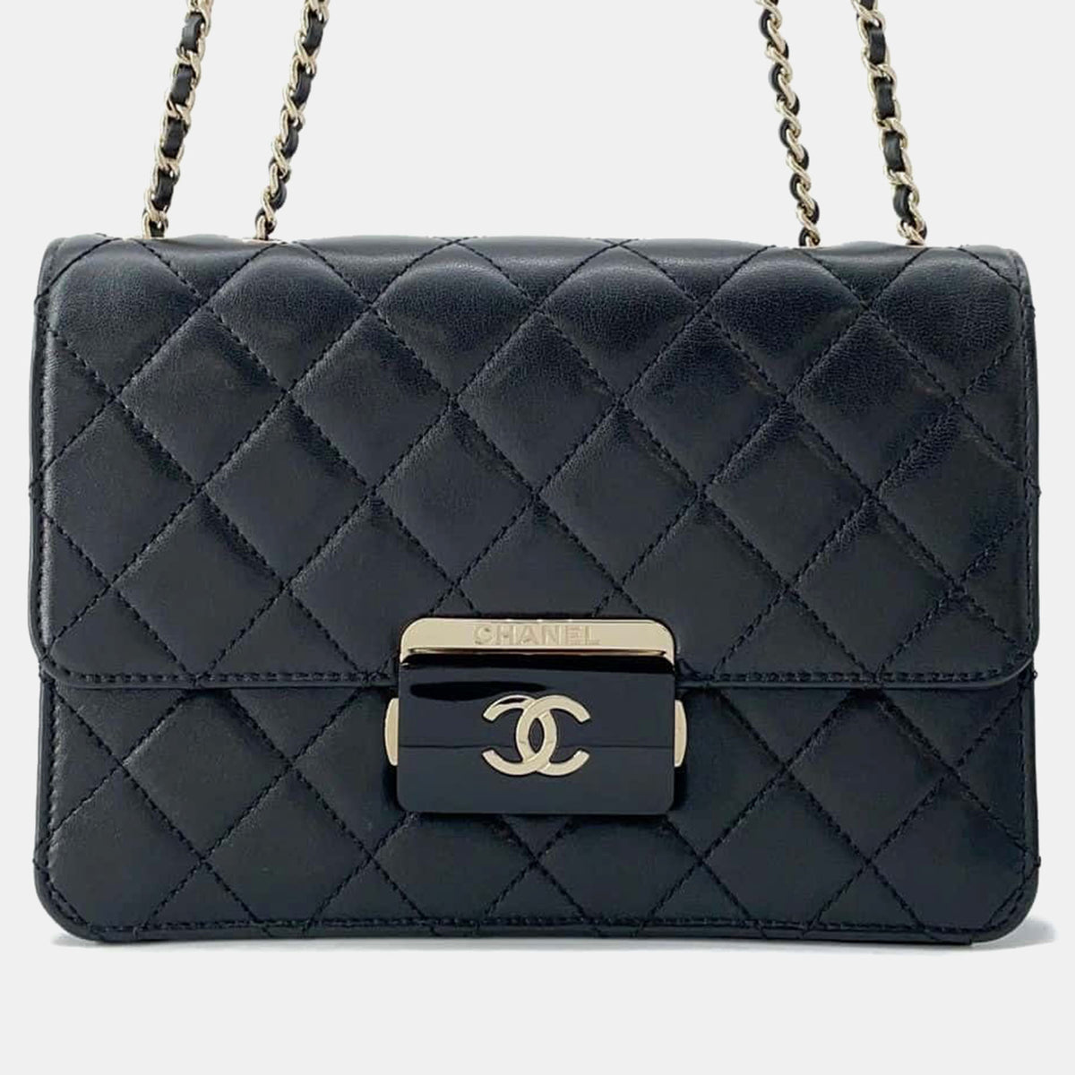 Chanel Black Quilted Leather Beauty Flap Lock Shoulder Bag