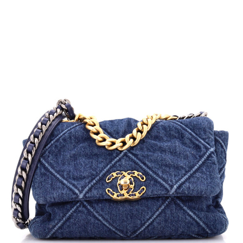 CHANEL 19 Flap Bag Quilted Denim Medium